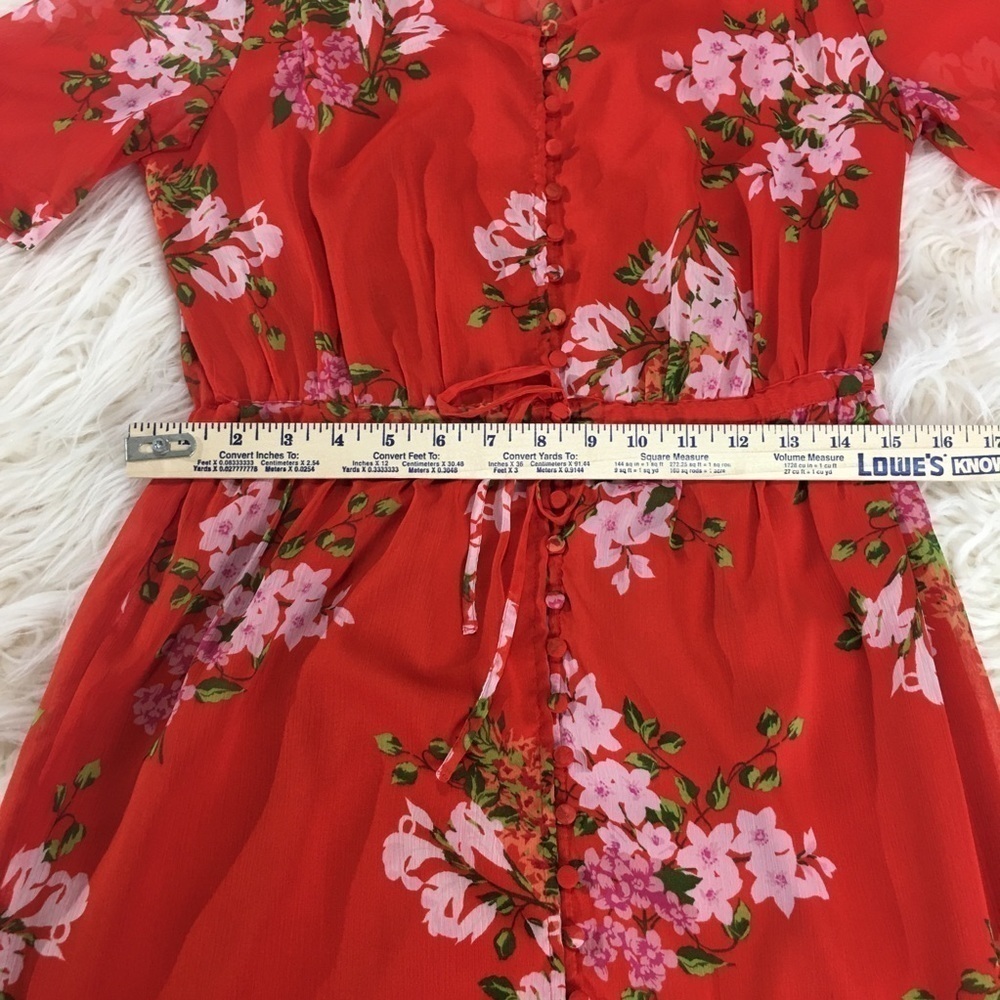 Romantic Who What Wear floral maxi dress in a vibrant red-orange shade with pink - Picture 7 of 8